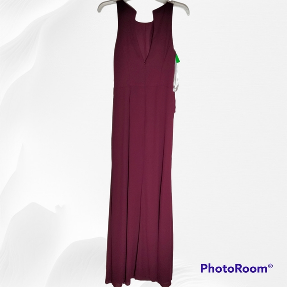 David's Bridal Red Solid Column Dress color Wine - Picture 5 of 15